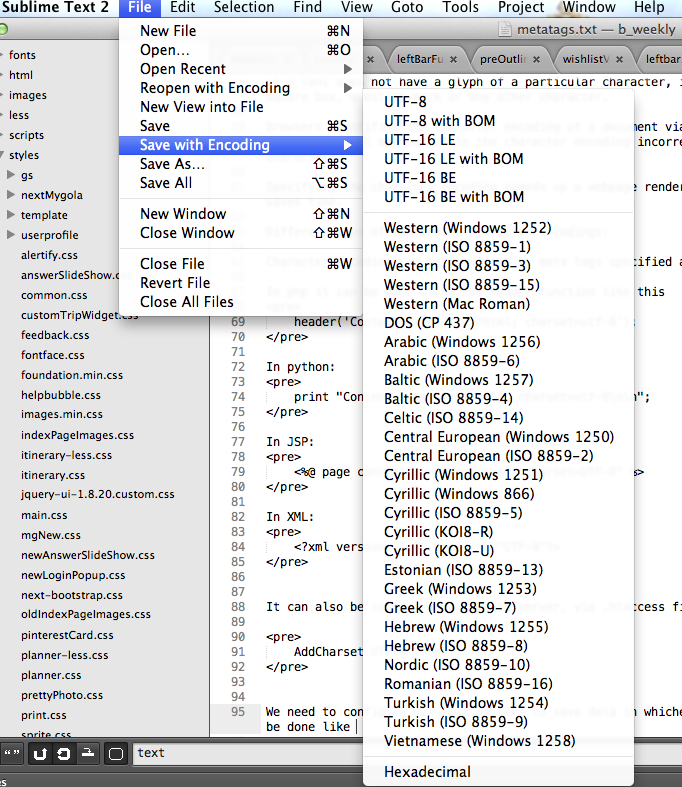 encoding pref